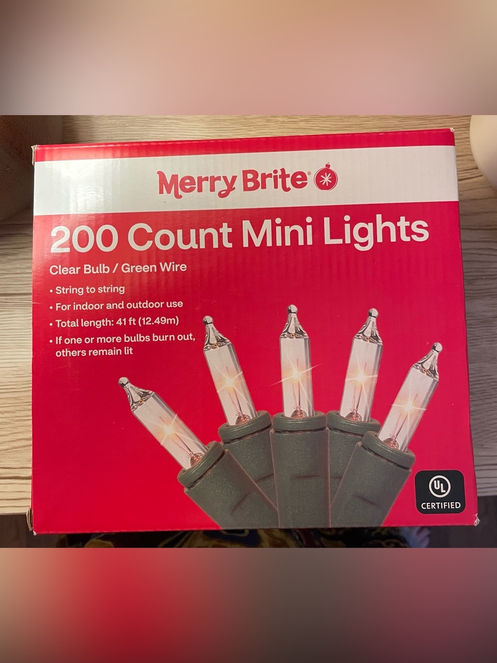 Green Wire Clear 200ct Mini Holiday Lights New
